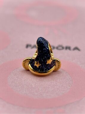 Pandora Disney Sorcerer Mickey Hat Gold Plated Charm